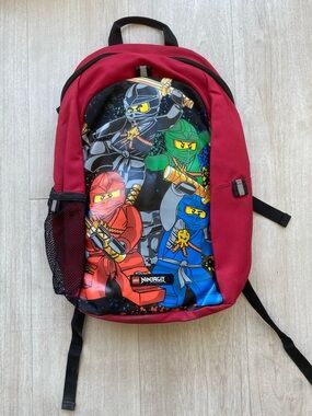 LEGO Ninjago Kids Backpack Red Black Ninja Characters School Bag Medium Size EUC
